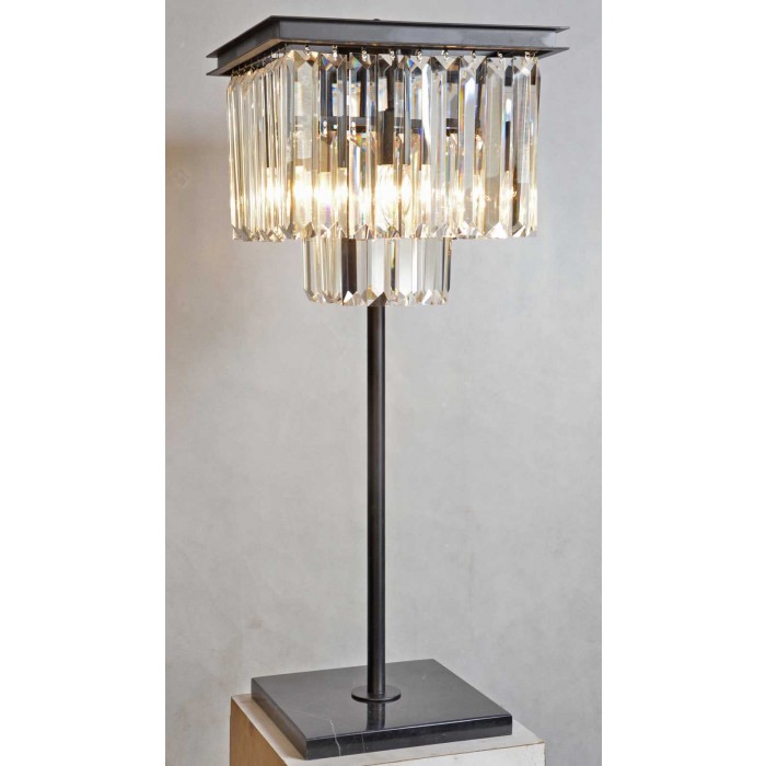 3185 Tbl Square Crystal Table Lamp, Square Crystal Table Lamps