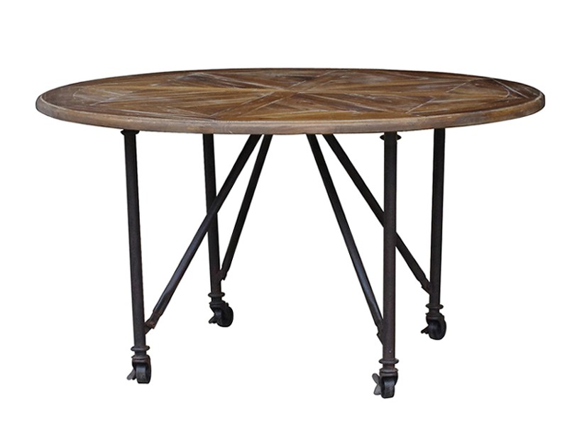Round Dining Table With Wheels Natural, Small Round Table On Wheels