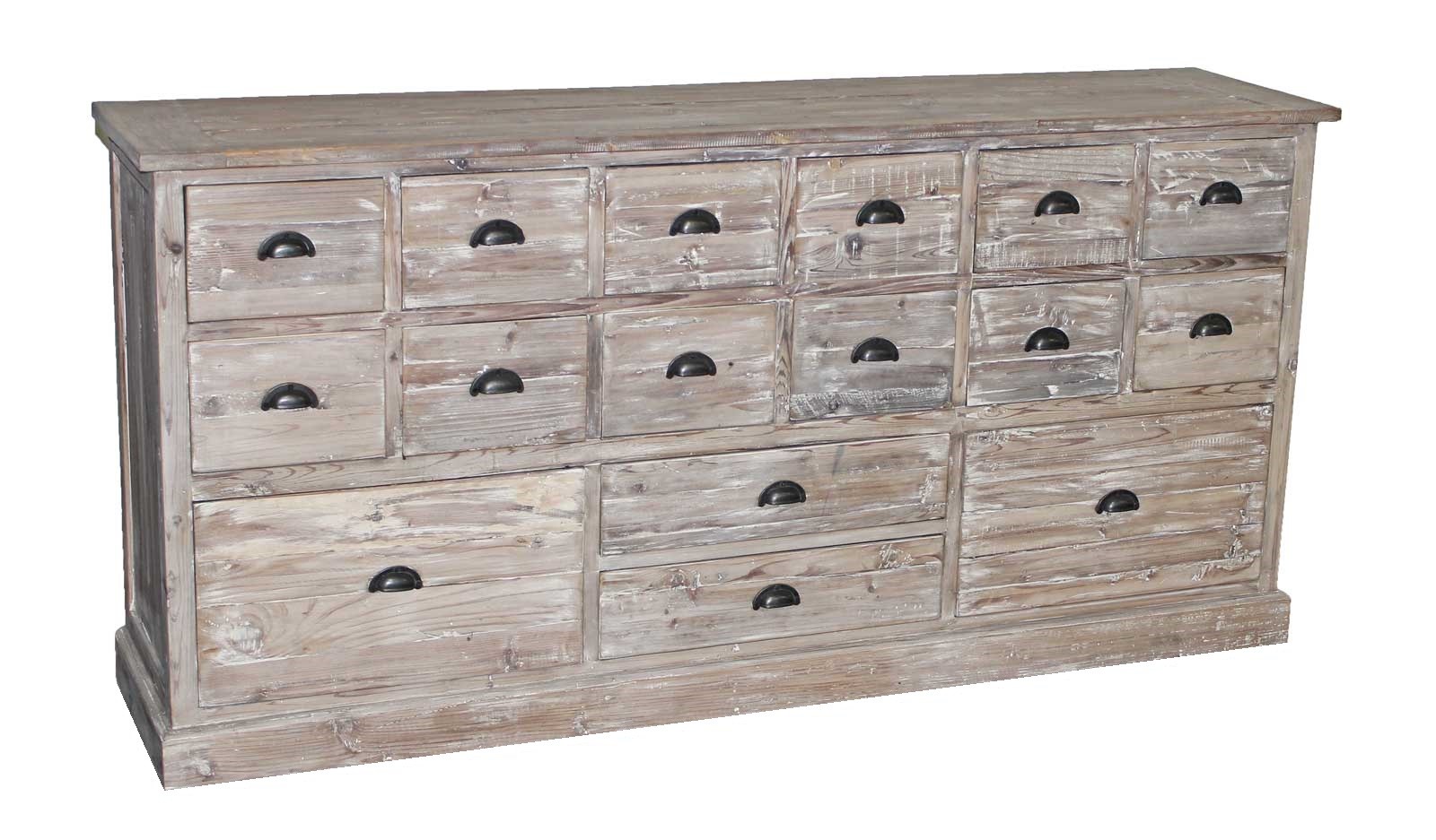 Th 16w 16 Drawer Reclaimed Pine Dresser