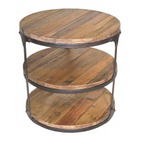 Round 3-Tier Pine Side Table