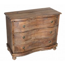 Pine Curved Front 3-Drawer Chest