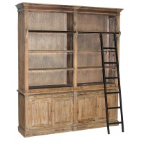 Pine Bookcase with Iron Ladder