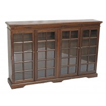 Brown, Distressed Black, Distressed Blue Glass Front Bookcase