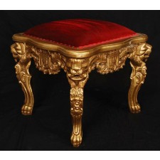 Gold/Red Lion Ottoman Foot Stool