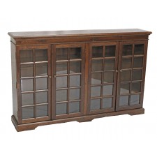 Brown, Distressed Black, Distressed Blue Glass Front Bookcase