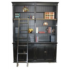 Black Medium Bookcase with Ladder SD-108-R