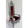 Silver/Red Lion Throne Chair
