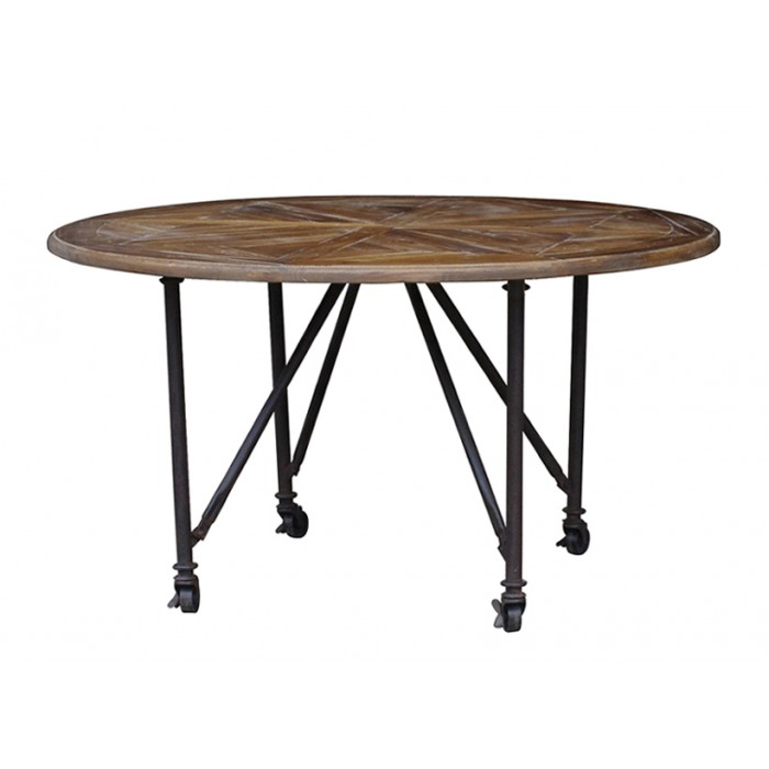 Round Dining Table With Wheels Natural, Round Table With Wheels